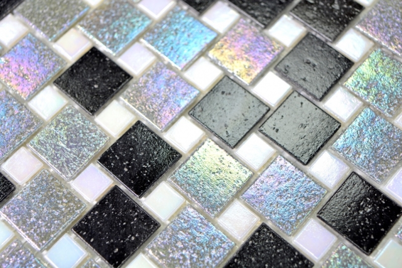 Hand-painted mosaic tile glass combination Iridium gray black MOS57-K05_m