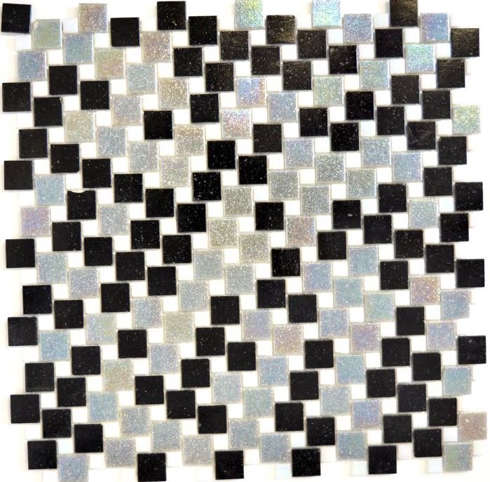 Motif main mosaïque carreau de verre combinaison iridium gris noir MOS57-K05_m