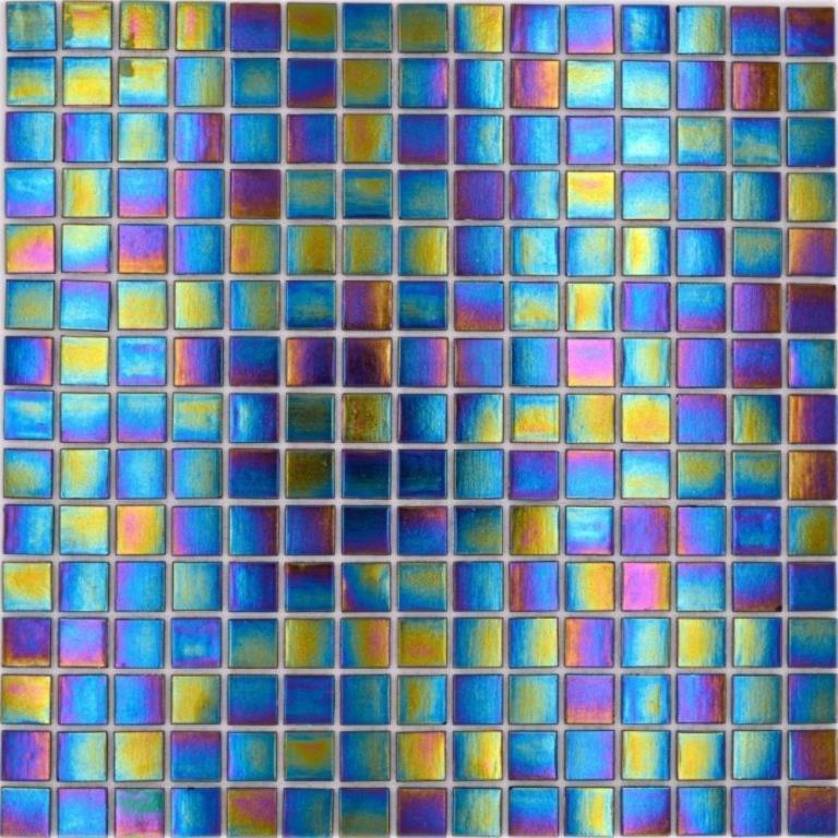 Glasmosaik Mosaikfliesen schwarz Perlmutt Regenbogen iridium Fliesenspiegel Küche Bad MOS240-WA48