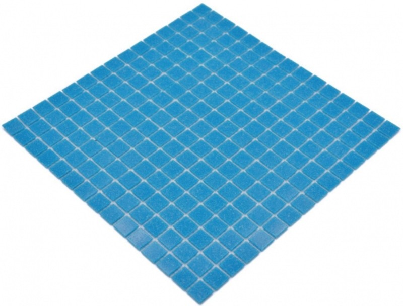 Carreaux de mosaïque Mosaïque de verre Classic Uni verre uni bleu collé sur papier Mosaïque de piscine MOS200-A14-P_f