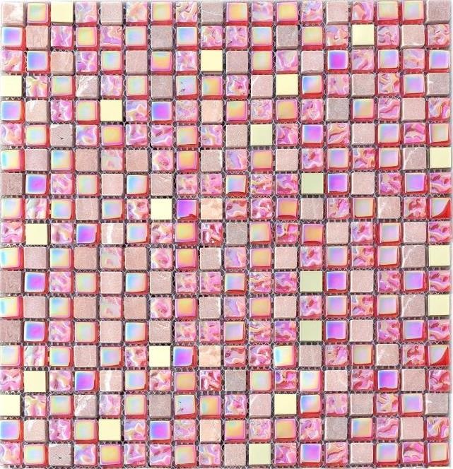 Piastrella di mosaico Traslucido rosso rosa oro Mosaico di vetro Pietra di cristallo EP rosso rosa oro MOS92-1208_f