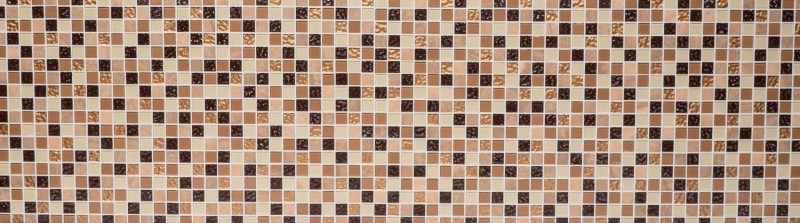 Glass mosaic natural stone mosaic tile beige brown cream ochre orange splashback kitchen - MOS92-1206