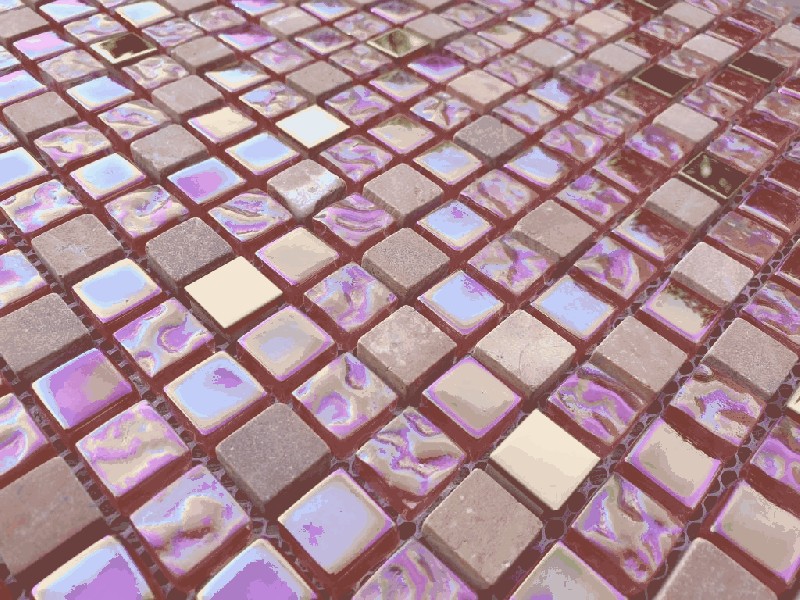 Hand-painted mosaic tile Translucent red pink gold Glass mosaic Crystal stone EP red pink gold MOS92-1208_m