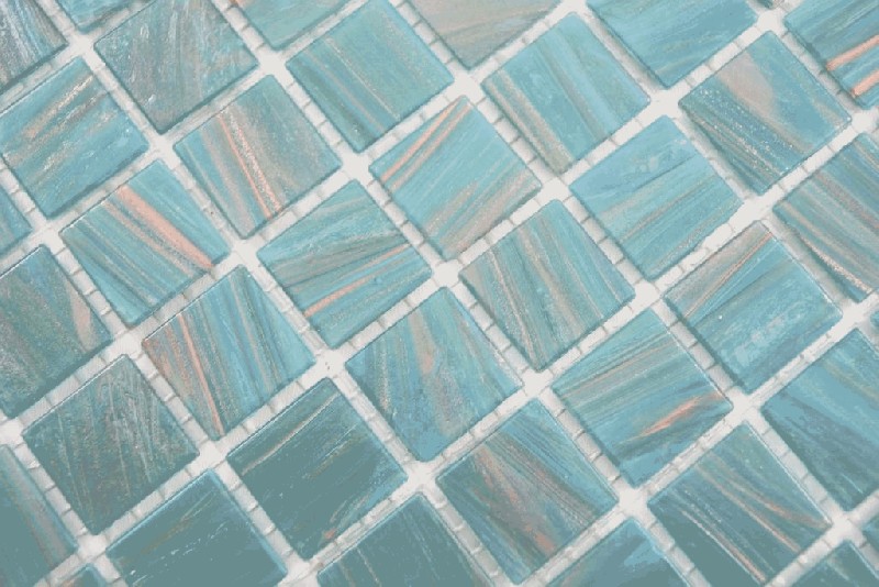 Hand-painted glass mosaic turquoise bronze wall tile bathroom tile shower splashback tile backsplash MOS230-GA67_m