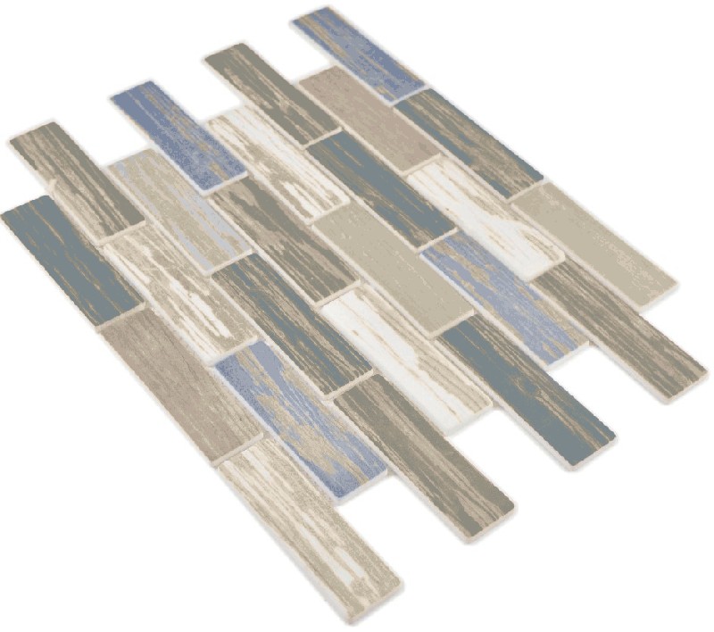 Mosaico di vetro Brick ECO composito legno colorato parete backsplash cucina bagno MOS88-1234_f | 10 mosaico tappetini