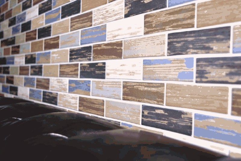 Mosaico di vetro Brick ECO composito legno colorato parete backsplash cucina bagno MOS88-1234_f | 10 mosaico tappetini