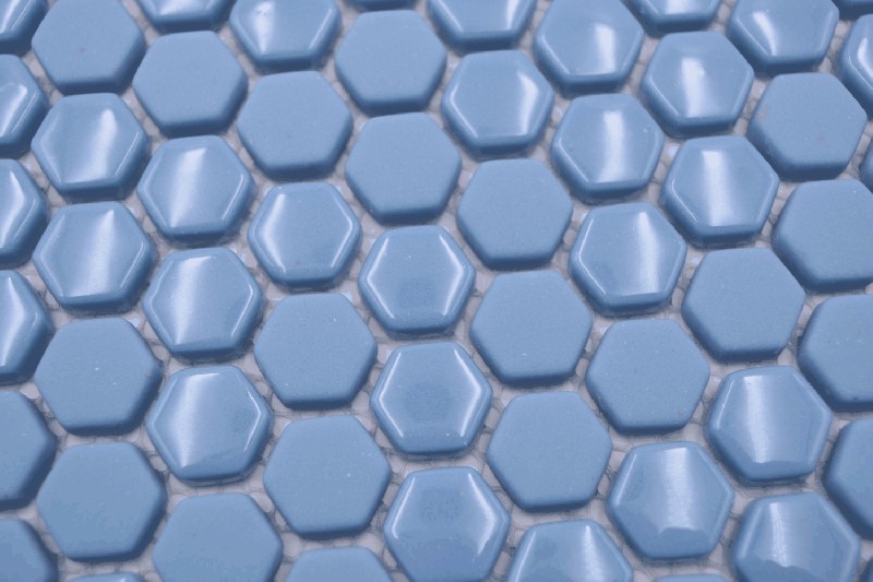 Handmuster Hexagon Enamel mix blau glänzend/matt Wand Fliesenspiegel Küche Dusche Bad MOS140-0401_m