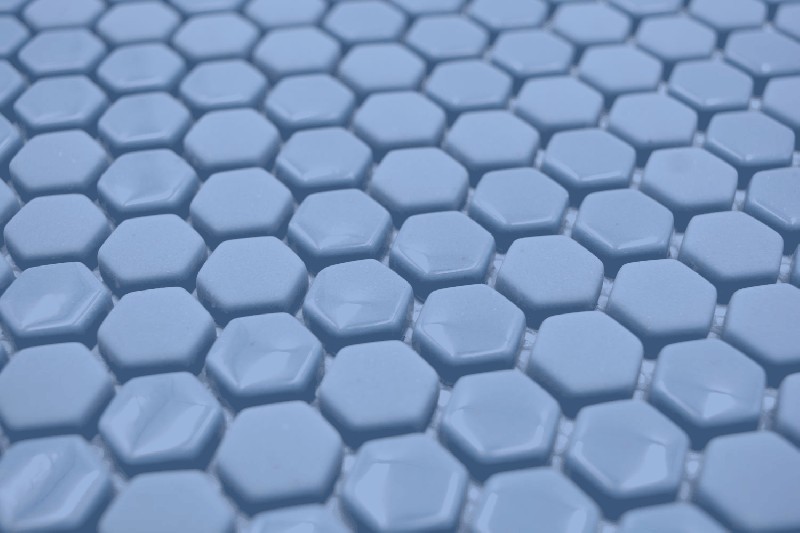 échantillon manuel Hexagon Enamel mix bleu brillant/mat mur carrelage cuisine douche bain MOS140-0401_m