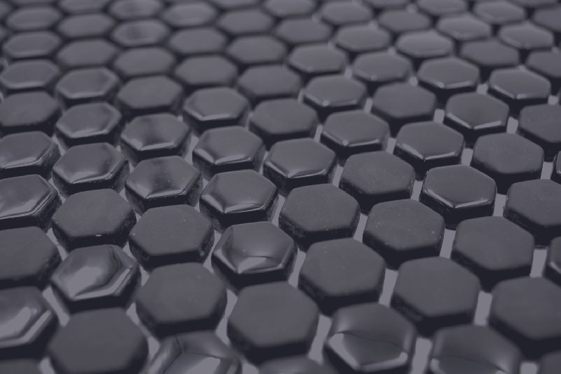 échantillon manuel Hexagon Enamel mix noir brillant/mat mur carrelage cuisine douche bain MOS140-0301_m