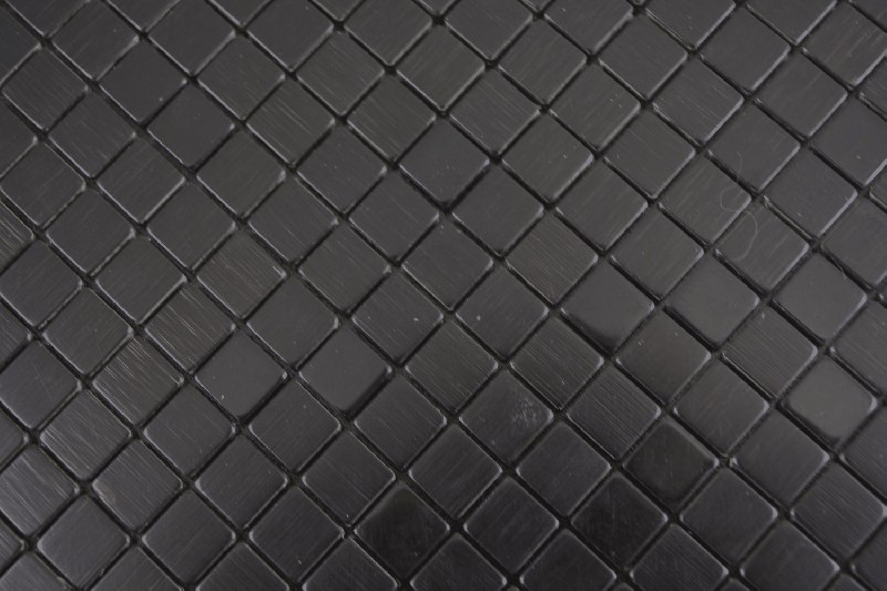 Disegno a mano quadrato alluminio nero Silk Brushed piastrelle da parete backsplash MOS200-L1B_m