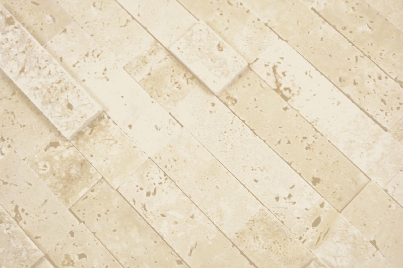 Handmuster Verbund Naturstein Travertine beige Wand Fliesenspiegel MOS200-M42_m