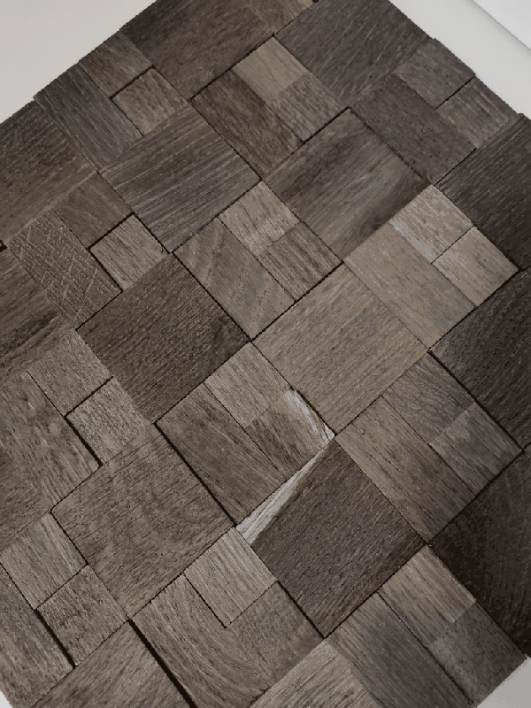 Combinazione di campioni a mano Woodland Oak Wood grigio blu scuro 3D wall tile backsplash MOS170-11B_m