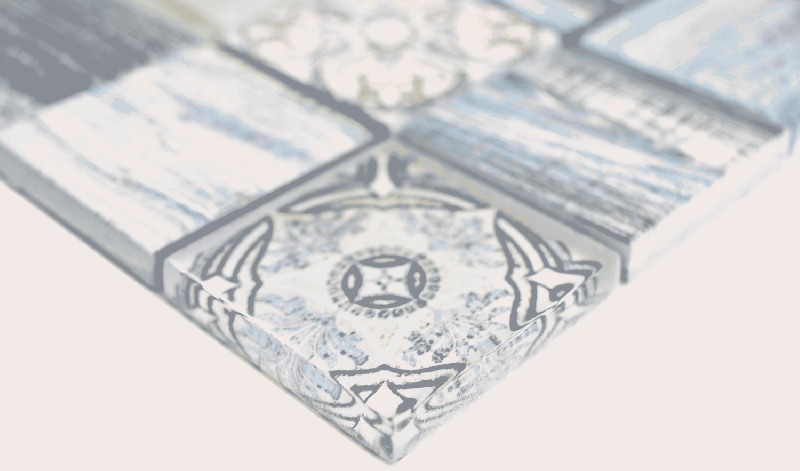 Handmuster Quadrat Crystal mix hellblau Wand Fliesenspiegel Mos160-w300_m