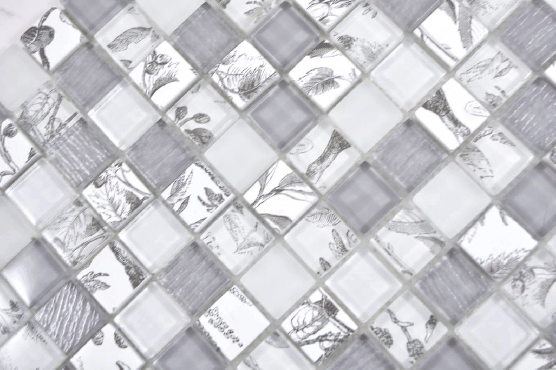 Campione a mano quadrato Crystal mix super white/beach wall tile backsplash MOS74-2000_m