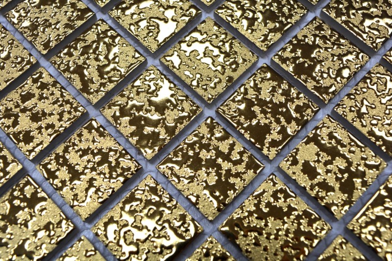 Hand-patterned mosaic tile ceramic gold hammered MOS18-0707_m
