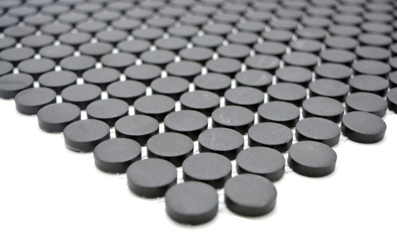 Piastrella di mosaico dipinta a mano in ceramica bottone nero non smaltato MOS10-0304-R10_m