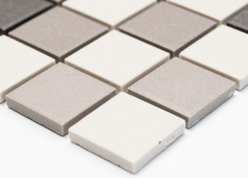 Handmuster Mosaik Fliese Keramik hellbeige grau unglasiert MOS18-0205_m