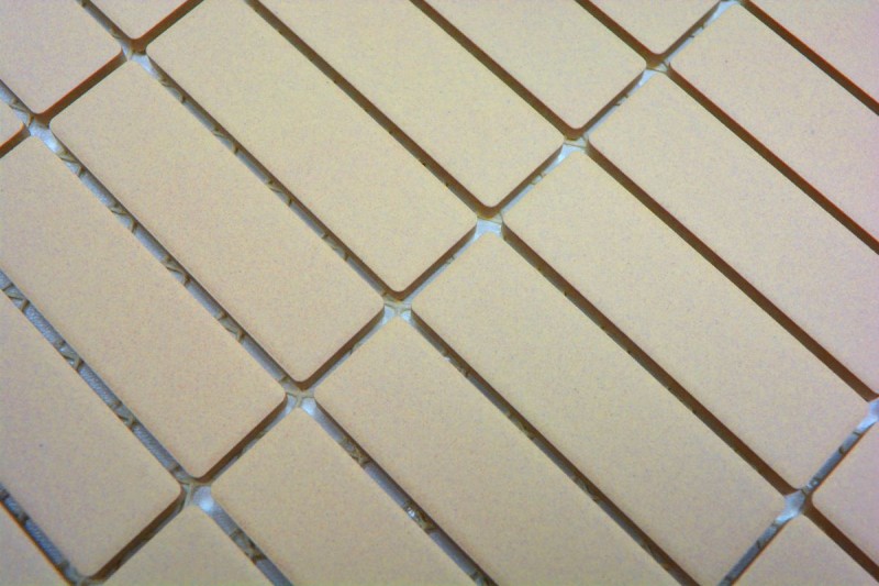 Motif main Carreau de mosaïque Céramique baguettes beige clair non émaillé MOS24B-1211-R10_m