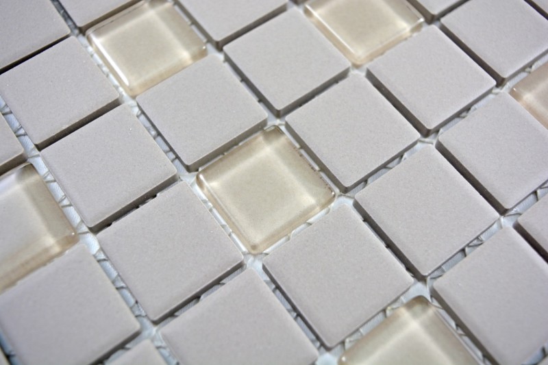 Piastrella di mosaico dipinta a mano in ceramica grigio chiaro, vetro non smaltato MOS18-0212-R10_m