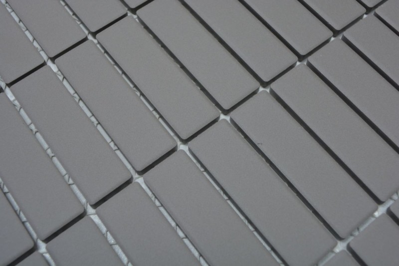 Piastrella di mosaico dipinta a mano in ceramica tondino grigio non smaltato MOS24B-0204-R10_m