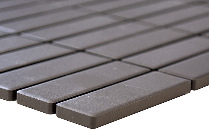 Piastrella di mosaico dipinta a mano in ceramica tondino grigio non smaltato MOS24B-0204-R10_m