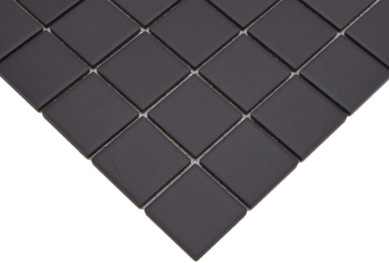 Piastrella di mosaico dipinta a mano in ceramica nera non smaltata MOS14B-0303-R10_m