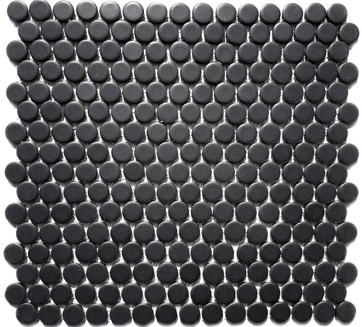 Mosaik Fliese Keramik Knopf schwarz matt MOS10-0311