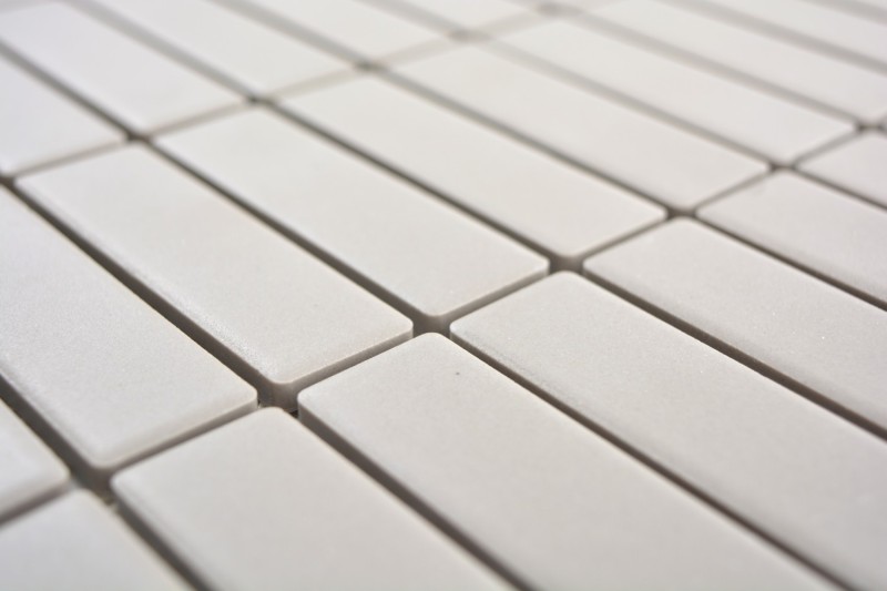 Hand-painted mosaic tile ceramic rods light gray unglazed MOS24-1202