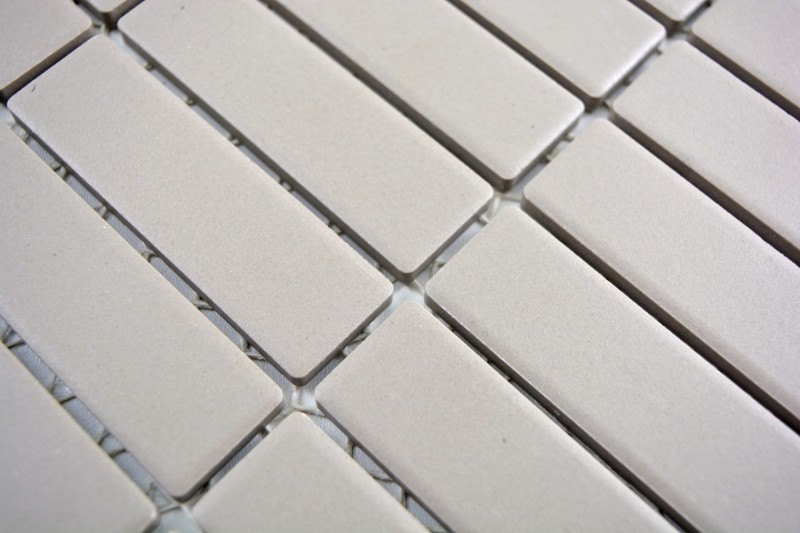 Hand-painted mosaic tile ceramic rods light gray unglazed MOS24-1202