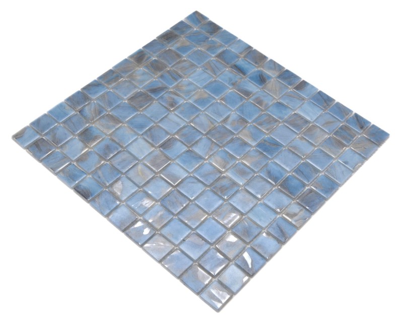 Mosaikfliese Poolmosaik Schwimmbadmosaik Hellblau marmoriert grau cream silber Schimmer Dusche Wand SPAIN MOS220-71252U