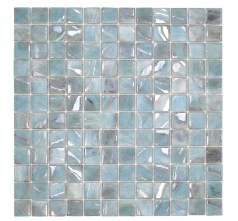 Mosaikfliese Poolmosaik Schwimmbadmosaik Türkis Blau grau cream silber Schimmer Dusche Wand SPAIN MOS220-71253U