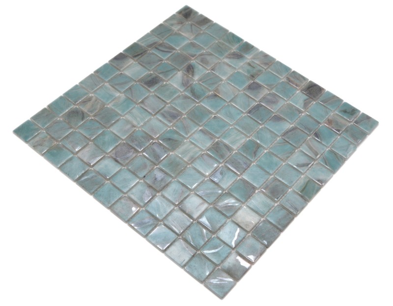 Mosaikfliese Poolmosaik Schwimmbadmosaik Türkis Blau grau cream silber Schimmer Dusche Wand SPAIN MOS220-71253U