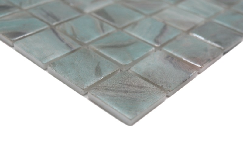 Mosaikfliese Poolmosaik Schwimmbadmosaik Türkis Blau grau cream silber Schimmer Dusche Wand SPAIN MOS220-71253U