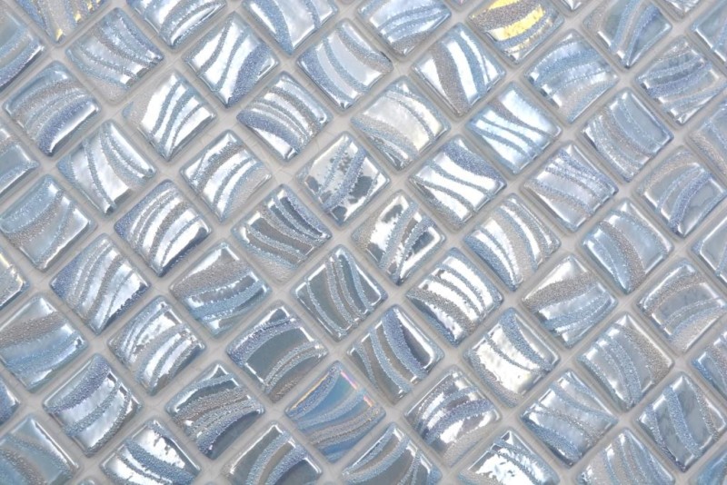 Mosaikfliese Poolmosaik Schwimmbadmosaik helles Blau Silber Glanz metallisch Dusche Wand SPAIN MOS220-78251U