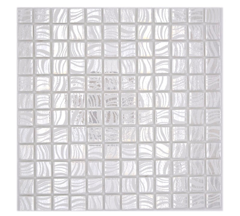 Mosaikfliese Poolmosaik Schwimmbadmosaik Weiß Cream Silber Glanz metallisch Dusche Wand SPAIN MOS220-78252U