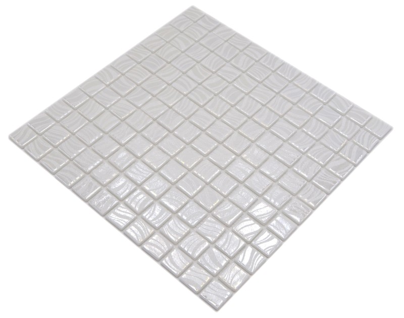 Mosaikfliese Poolmosaik Schwimmbadmosaik Weiß Cream Silber Glanz metallisch Dusche Wand SPAIN MOS220-78252U