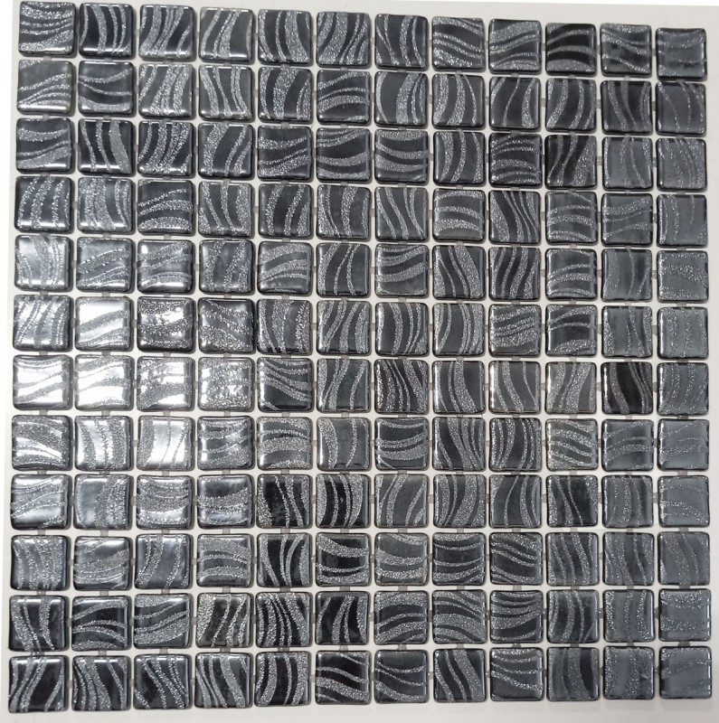 Mosaikfliese Poolmosaik Schwimmbadmosaik Schwarz Graphit Silber Dusche Wand SPAIN MOS220-78253U