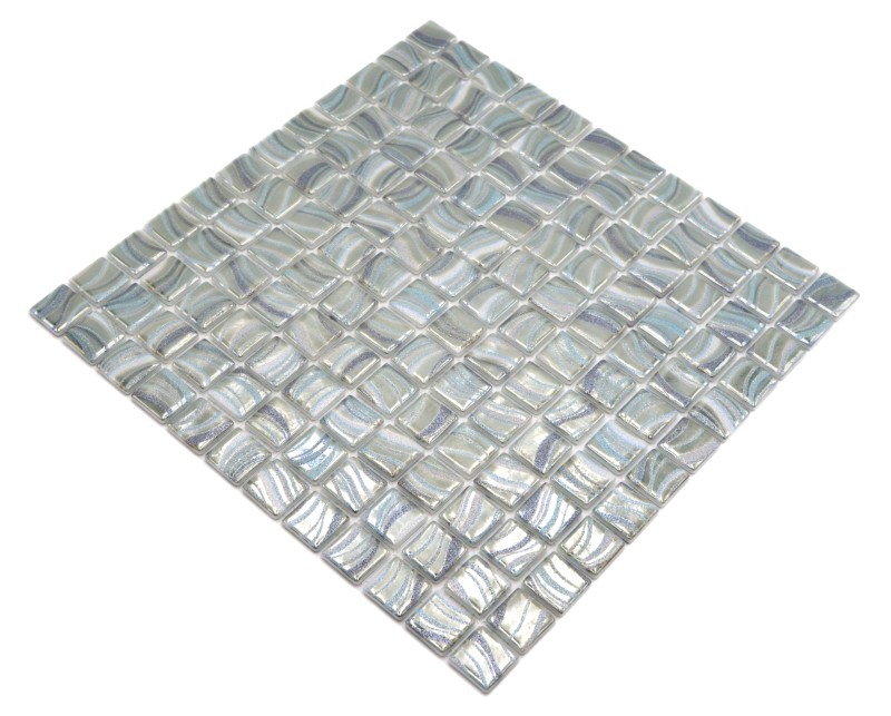 Mosaikfliese Poolmosaik Schwimmbadmosaik hellgrünlich bläulich metallisch Dusche Wand SPAIN MOS220-78256U