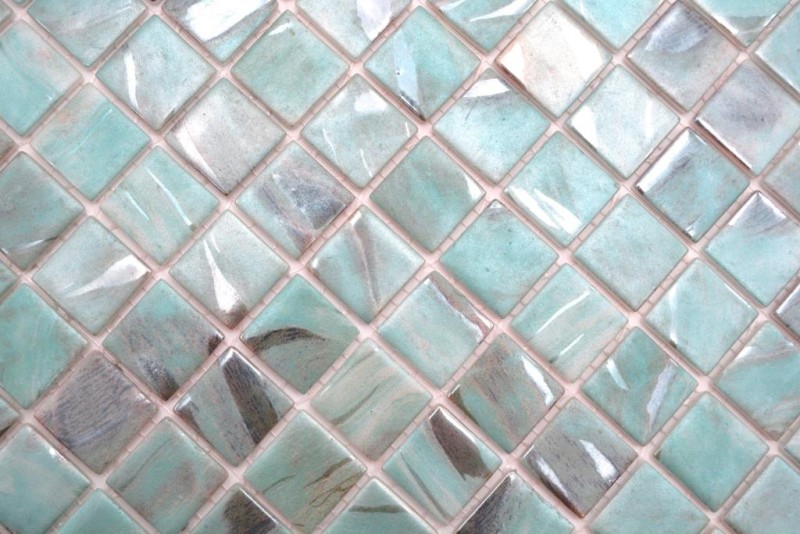 Mosaikfliese Poolmosaik Schwimmbadmosaik Türkis Blau grau cream silber Schimmer Dusche Wand SPAIN - MOS220-71253U_f