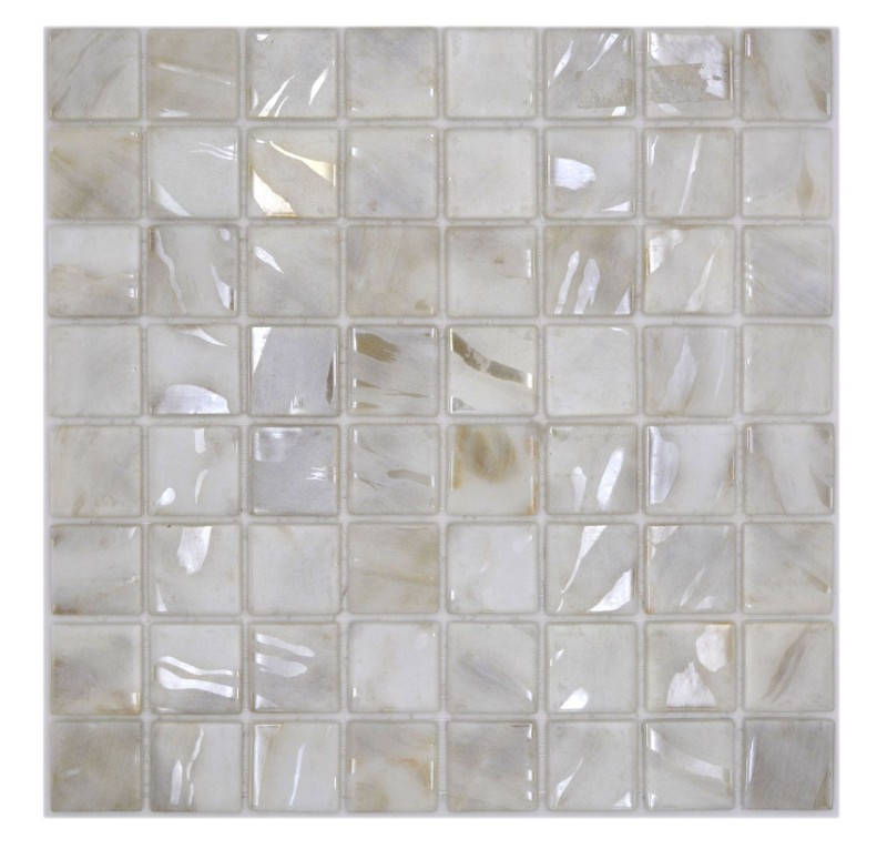 Schwimmbadmosaik Poolmosaik Glasmosaik Elfenbein Cream Beige Schimmer changierend Wand Boden Küche Bad Dusche MOS220-71380U_f