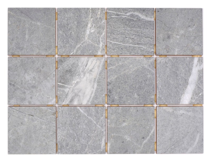 Campione a mano di mosaico ceramico grigio antracite opaco effetto pietra Piastrella MOS22-BH172_m