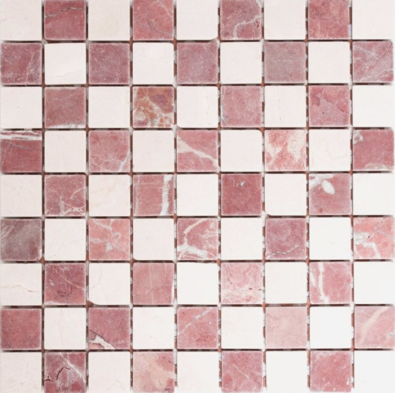 Mosaik Fliese Marmor Naturstein creme beige rot Random MOS42-1004_f