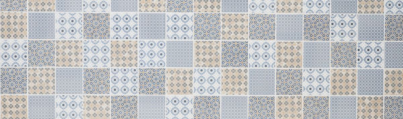 Mosaïque rétro vintage dosseret de cuisine blanc bleu orange gris MOS22B-1404_f | 10 tapis de mosaïque