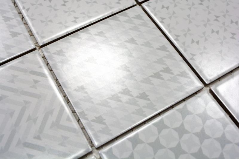 Retro vintage mosaico piastrelle backsplash cucina muro bianco Geo White MOS22B-1401_f | 10 mosaico tappetini