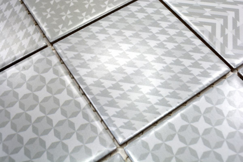Hand pattern retro vintage mosaic tile ceramic gray Geo Grey MOS22B-1402_m