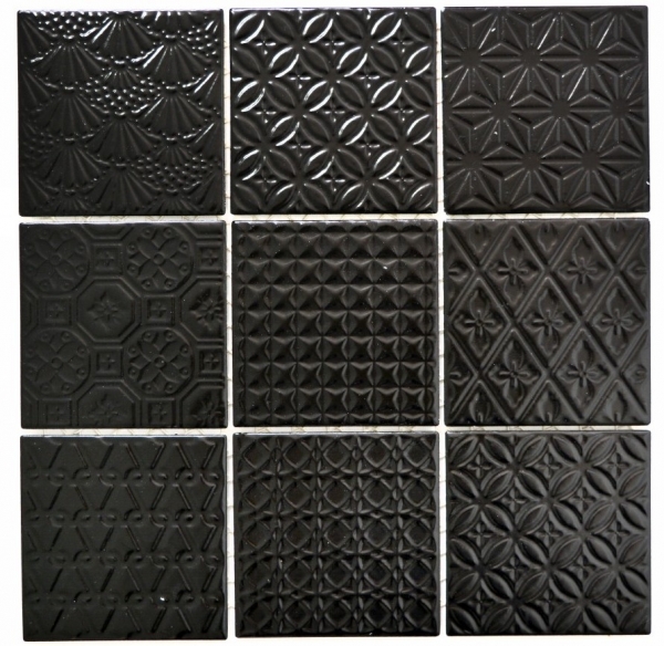 Retro vintage mosaic tile wall ceramic black structure wall bathroom kitchen toilet cladding - MOS22B-1403