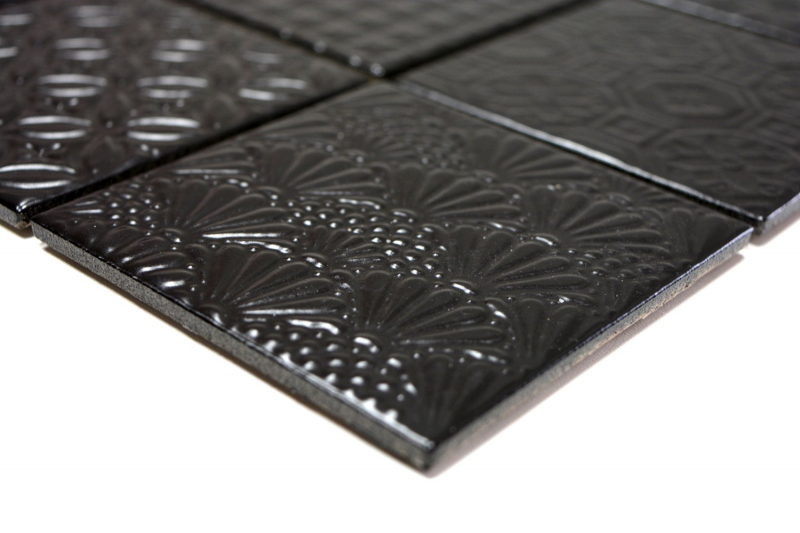 Mosaïque rétro vintage Fond de cuisine noir Spirit noir MOS22B-1403_f | 10 Tapis de mosaïque