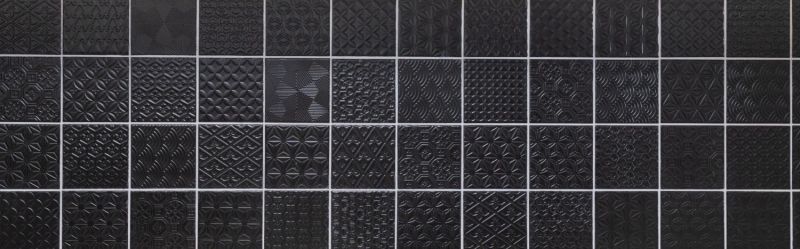 Retro vintage mosaico piastrelle muro ceramica nero struttura parete bagno cucina WC rivestimento - MOS22B-1403