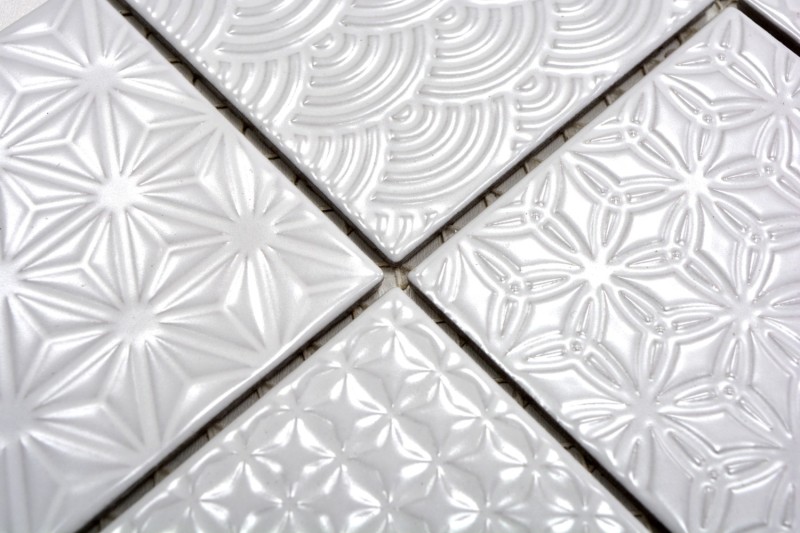 Retro vintage mosaico muro ceramica bianco struttura piastrelle specchio bagno piastrelle muro - MOS22B-0104