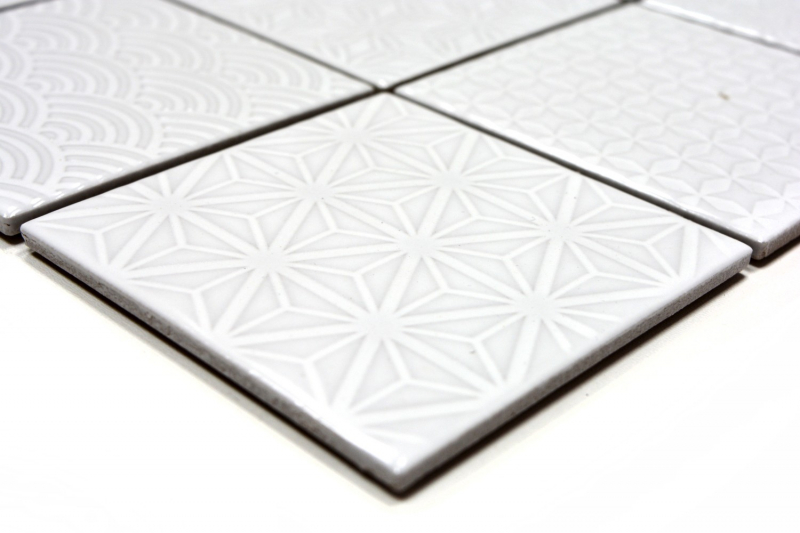 Retro vintage mosaic tile backsplash kitchen wall white Spirit white MOS22B-0104_f | 10 mosaic mats